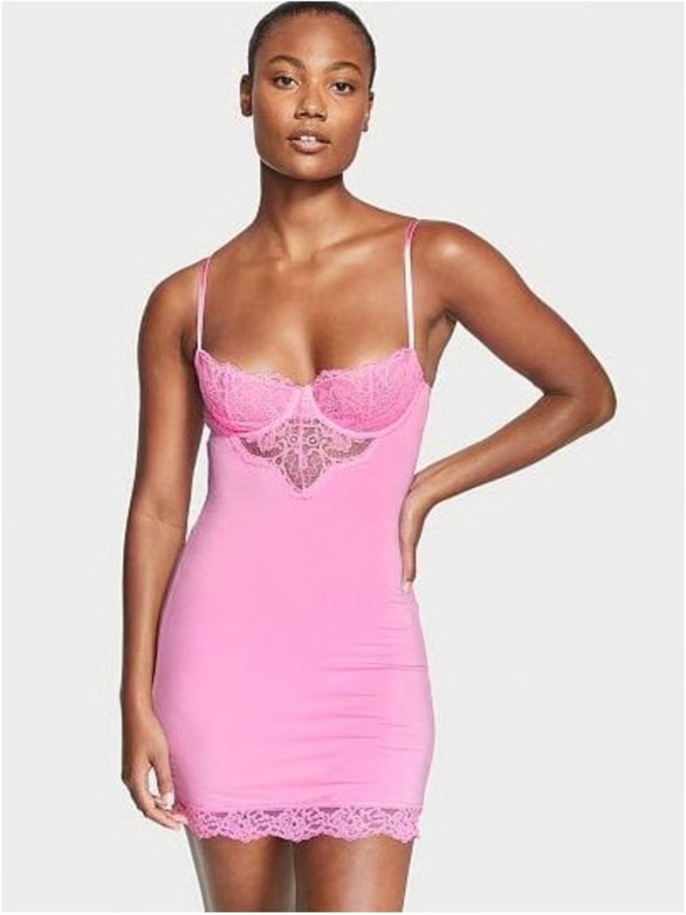 Victoria Secret Pink Lace Trim Chemise Slip